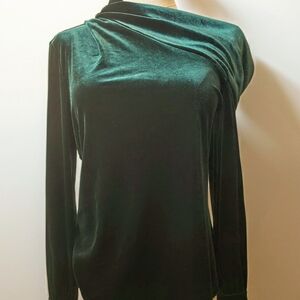 NWOT Ralph Lauren Dark Green Velvet Off Shoulder Garment Sise Small
